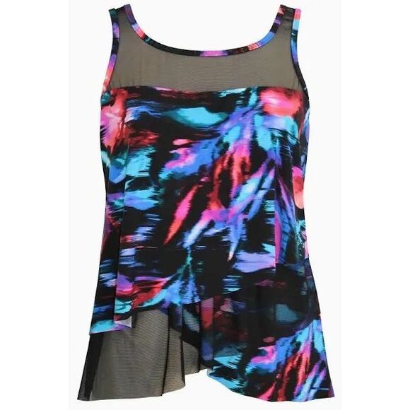 Miraclesuit NWT Fuego Flora Mirage Tankini Top Black/Multi Size 16 - Picture 1 of 7